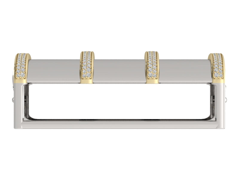 Silver and Gold Barrel Motif Belt Keeper with Diamonds