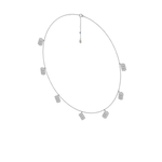 Load image into Gallery viewer, Reversible Mini Barrel Diamond Dangle Station Necklace white metal