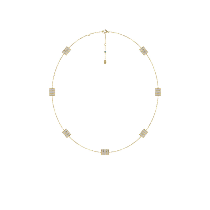Mini Vertical Barrel Diamond Station Necklace