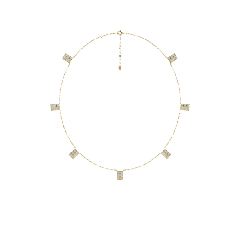 Mini Horizontal Barrel Diamond Station Necklace