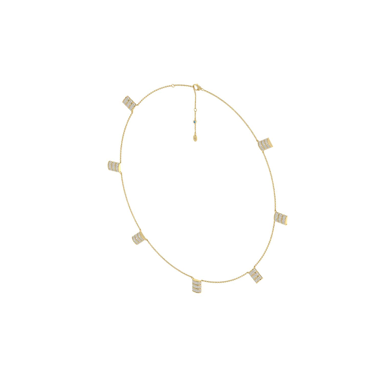 Mini Horizontal Barrel Diamond Station Necklace