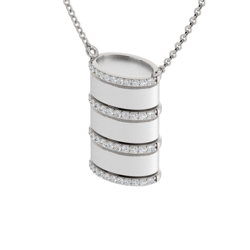 Reversible Barrel Necklace with Diamond Accent