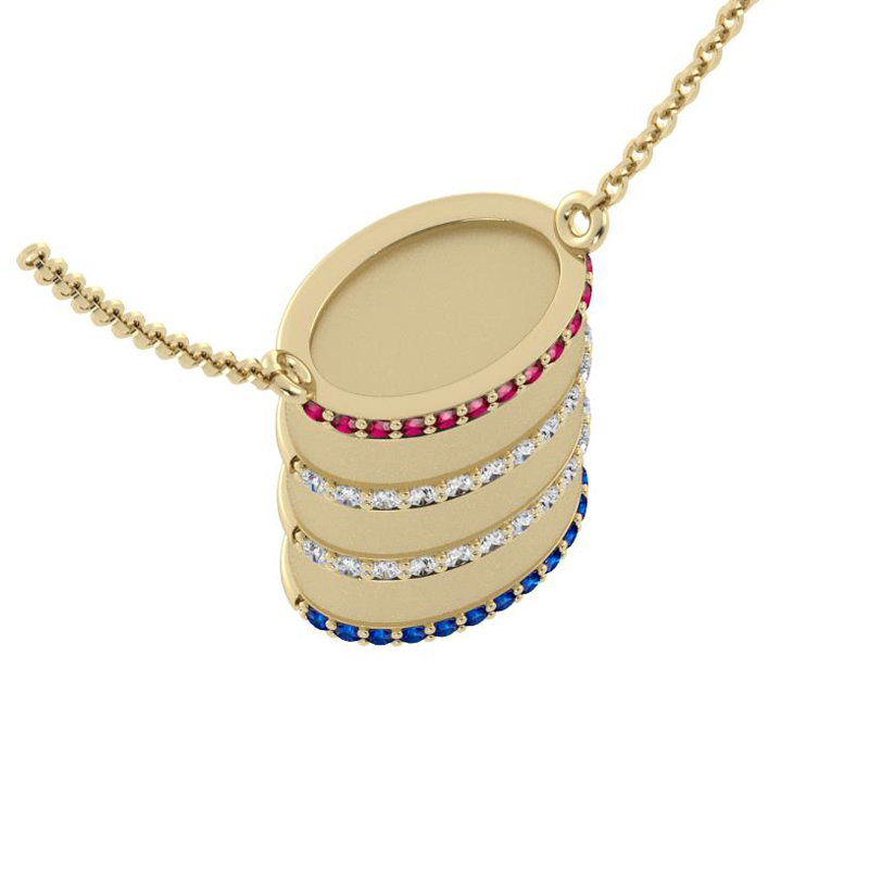 Reversible Barrel Necklace – Ruby, Diamond & Sapphire