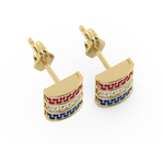Load image into Gallery viewer, Mini Barrel Stud: Ruby, Diamond &amp; Sapphire