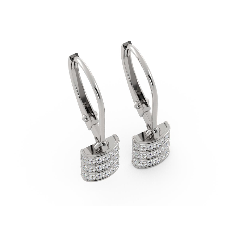 Elegant Mini Diamond Barrel Dangle Earrings