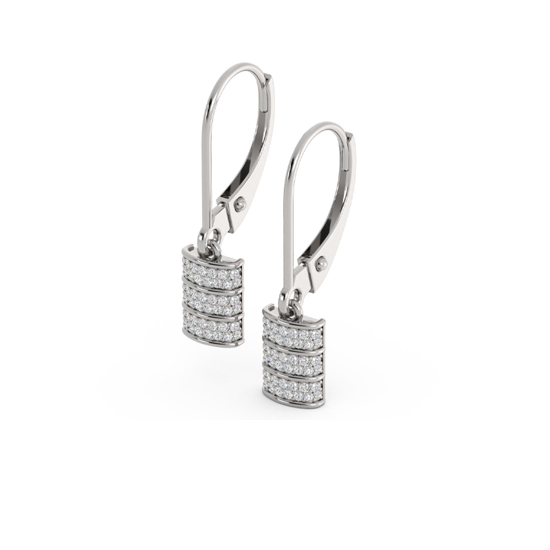 Elegant Mini Diamond Barrel Dangle Earrings