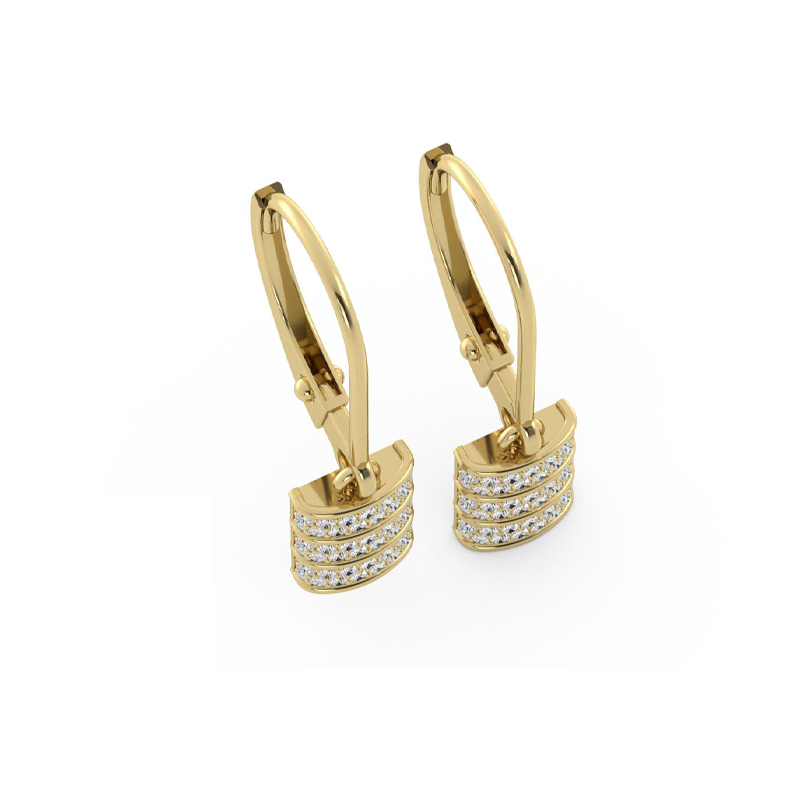 Elegant Mini Diamond Barrel Dangle Earrings