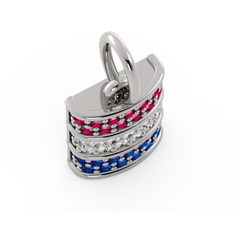 Mini Barrel Charm with Ruby, Diamond & Sapphire