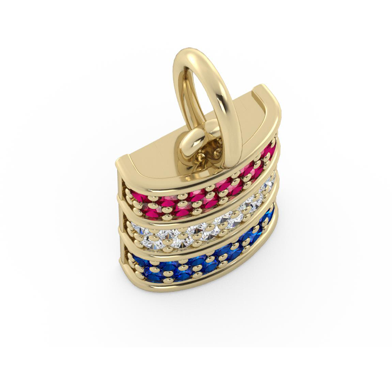 Mini Barrel Charm with Ruby, Diamond & Sapphire