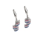 Load image into Gallery viewer, Mini Barrel Triple Dangle Leverback Earrings – Ruby, Diamond &amp; Sapphire
