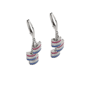 Mini Barrel Triple Dangle Leverback Earrings – Ruby, Diamond & Sapphire