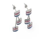 Load image into Gallery viewer, Mini Ruby, Diamond &amp; Sapphire  Triple Barrel Dangle Post Earrings