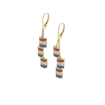Load image into Gallery viewer, Mini Barrel Triple Dangle Leverback Earrings – Ruby, Diamond &amp; Sapphire