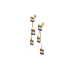 Load image into Gallery viewer, Mini Ruby, Diamond &amp; Sapphire  Triple Barrel Dangle Post Earrings
