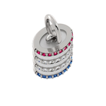 Load image into Gallery viewer, Mini Barrel Charm with Ruby, Diamond &amp; Sapphire on Rims