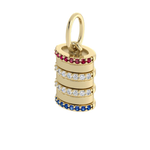 Load image into Gallery viewer, Mini Barrel Charm with Ruby, Diamond &amp; Sapphire on Rims