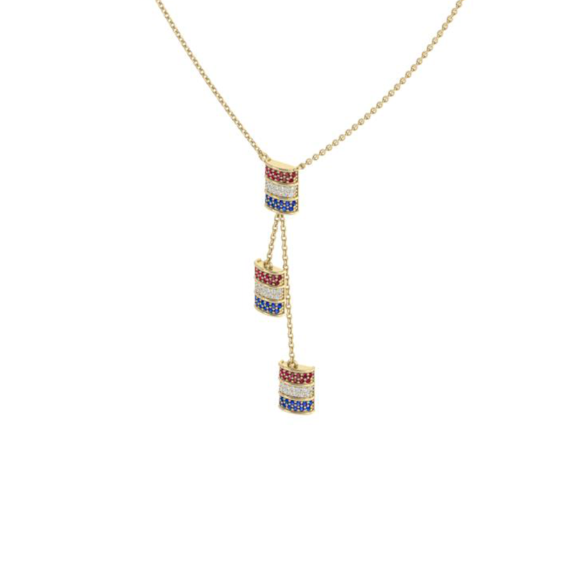 Mini Barrel Gemstone Necklace – Ruby, Diamond, Sapphire