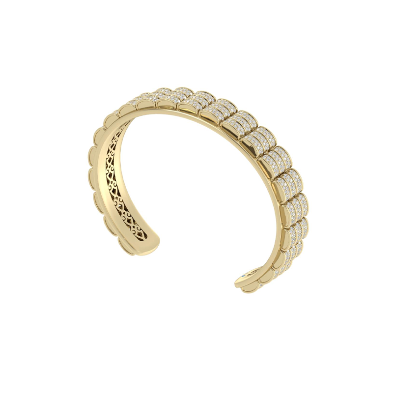 Barrel Motif Diamond Cuff