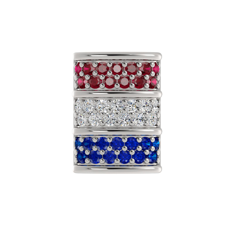 Mini Barrel Pave Component with Ruby, Diamond & Sapphire