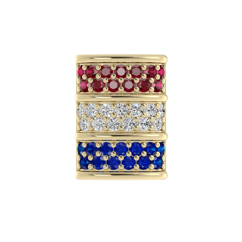 Mini Barrel Pave Component with Ruby, Diamond & Sapphire