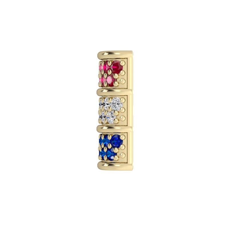 Mini Barrel Pave Component with Ruby, Diamond & Sapphire