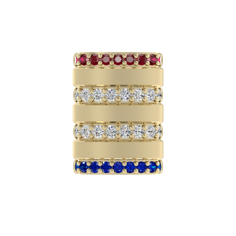 Mini Barrel Accent Component with Ruby, Diamond & Sapphire