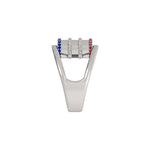 Load image into Gallery viewer, Barrel Gem Ring – Diamond in Ribs, Ruby &amp; Sapphire on Rims