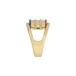 Load image into Gallery viewer, Barrel Gem Ring – Diamond in Ribs, Ruby &amp; Sapphire on Rims