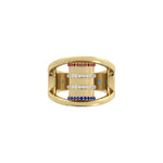 Load image into Gallery viewer, Barrel Gem Ring – Diamond in Ribs, Ruby &amp; Sapphire on Rims