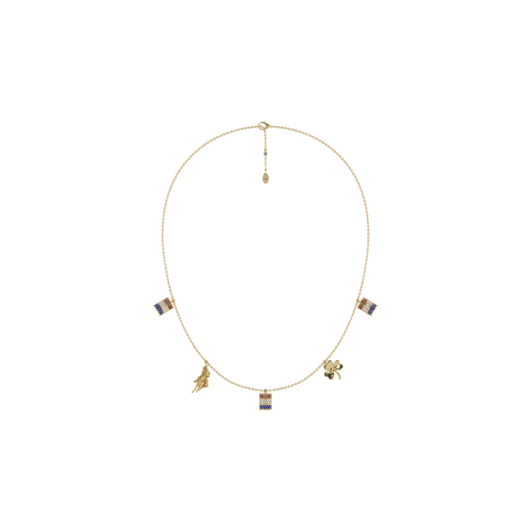 Barrel, Leaf & Rider Charm Necklace