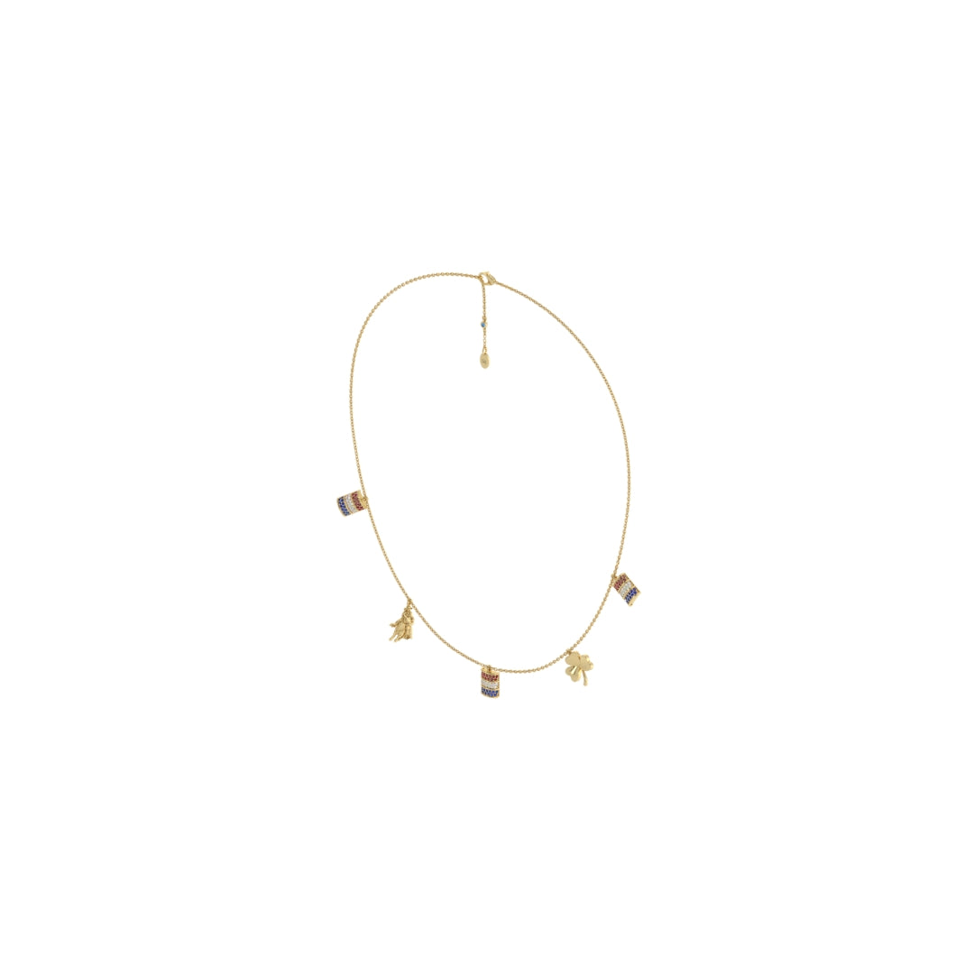 Barrel, Leaf & Rider Charm Necklace