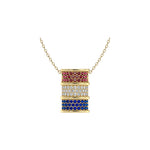 Load image into Gallery viewer, Classic Barrel Slide Pendant with Ruby, Diamond &amp; Sapphire