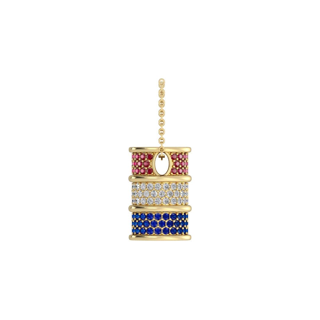 Classic Barrel Slide Pendant with Ruby, Diamond & Sapphire