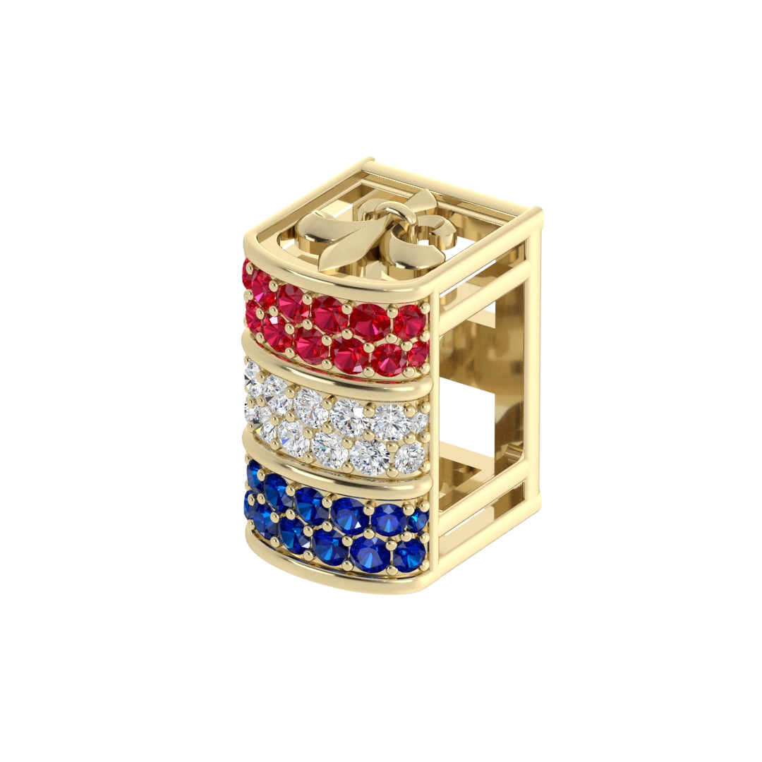 Elegant Barrel Hatband Keeper – Ruby, Diamond & Sapphire