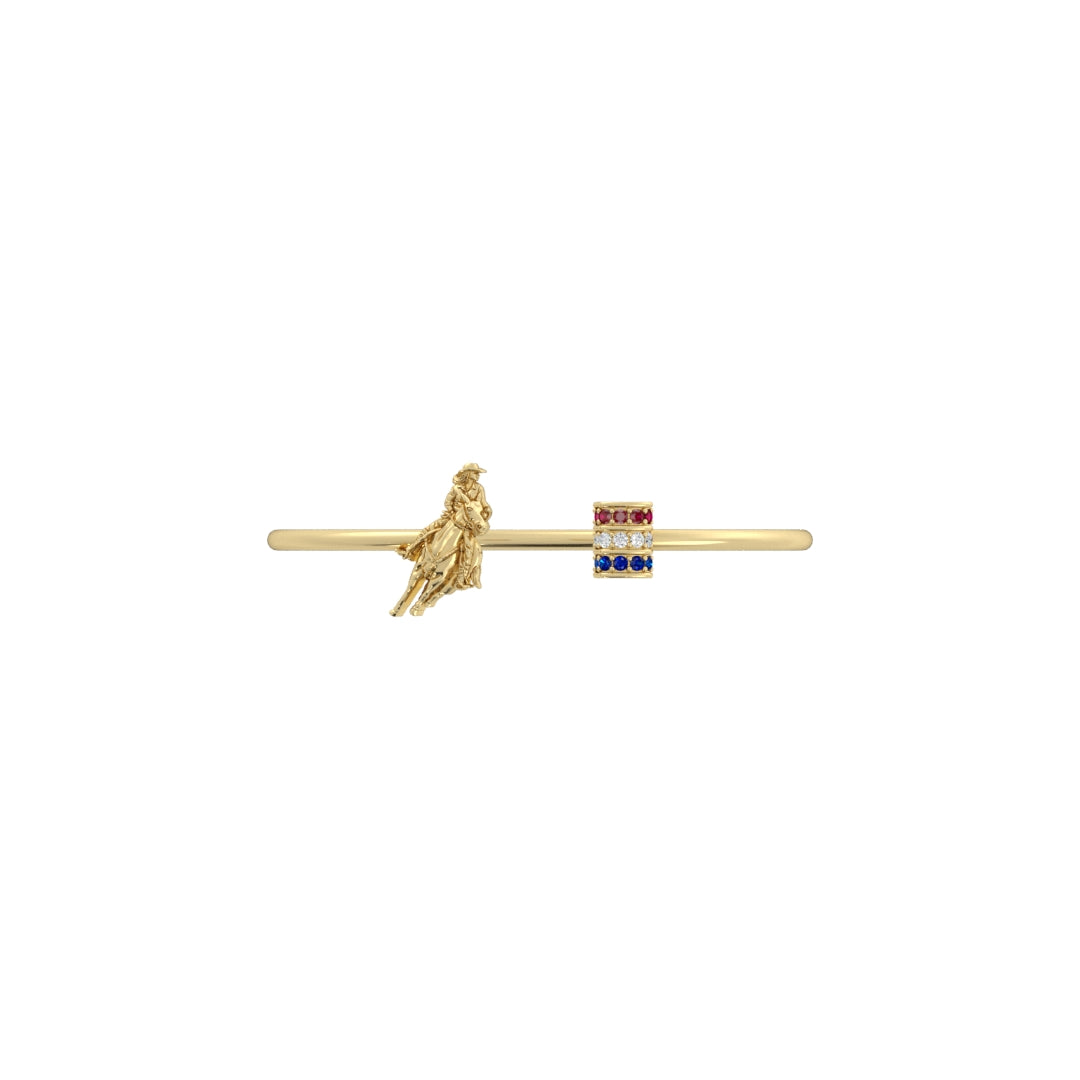 Horse Racer & Gemstone Thin Cuff