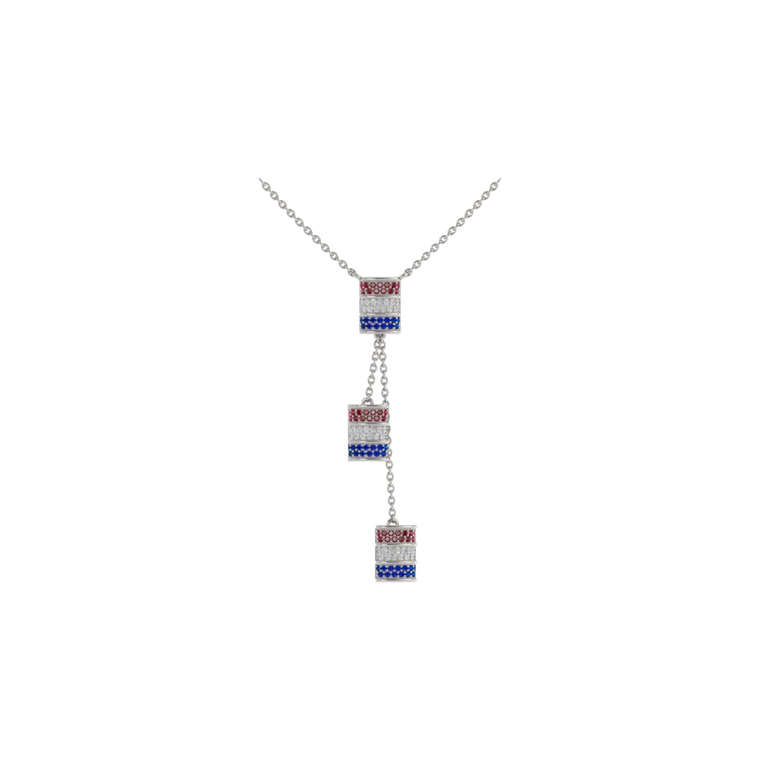 Mini Barrel Gemstone Necklace – Ruby, Diamond, Sapphire