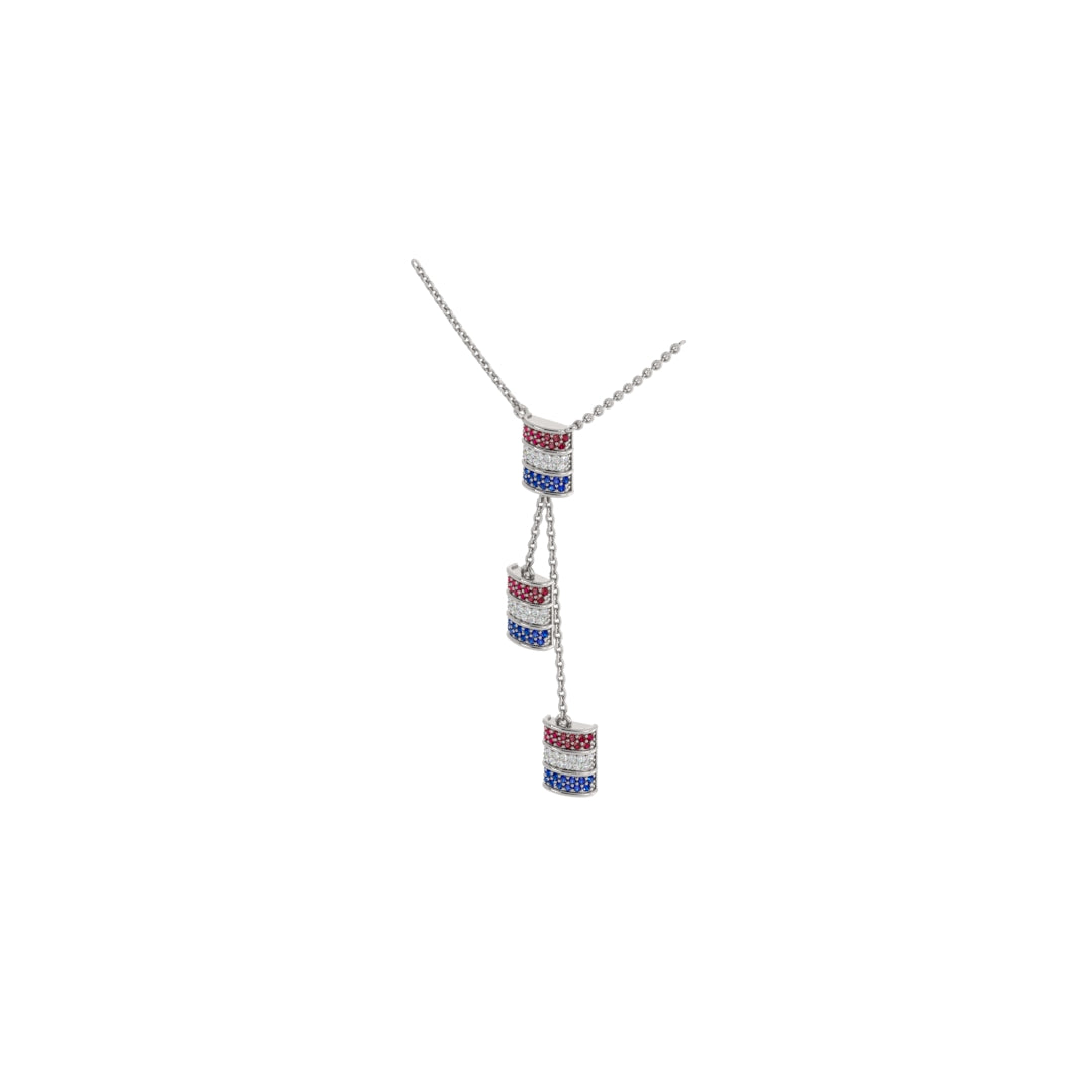 Mini Barrel Gemstone Necklace – Ruby, Diamond, Sapphire