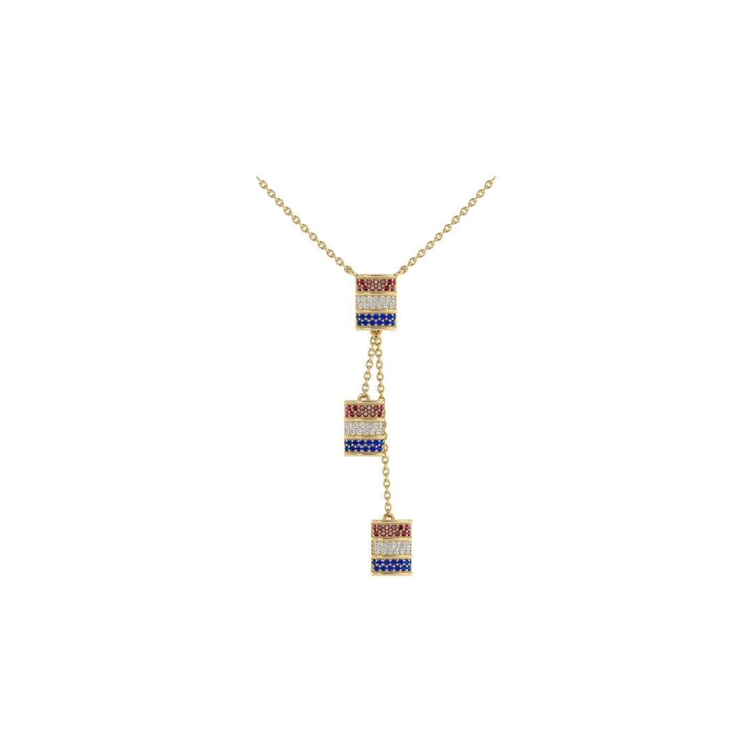 Mini Barrel Gemstone Necklace – Ruby, Diamond, Sapphire