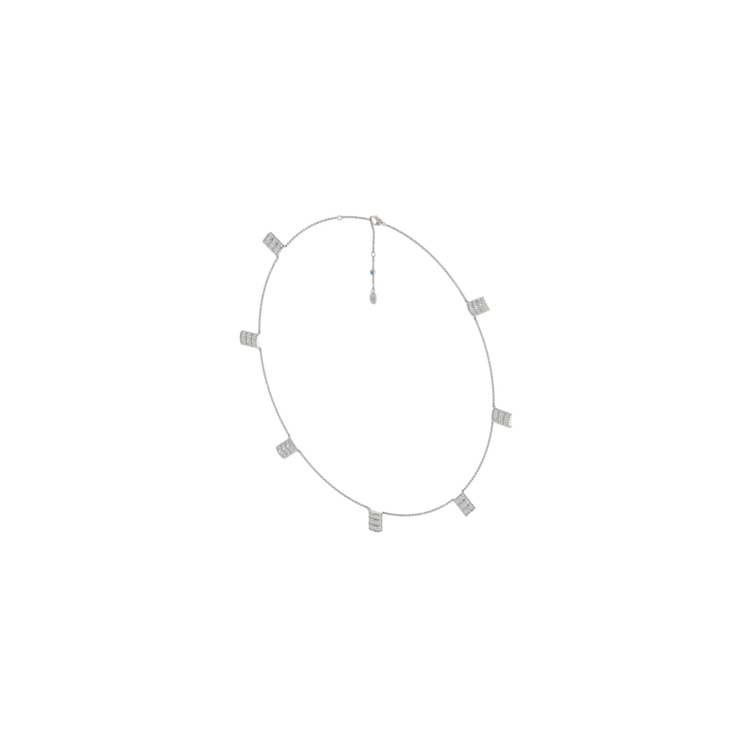 Mini Horizontal Barrel Diamond Station Necklace