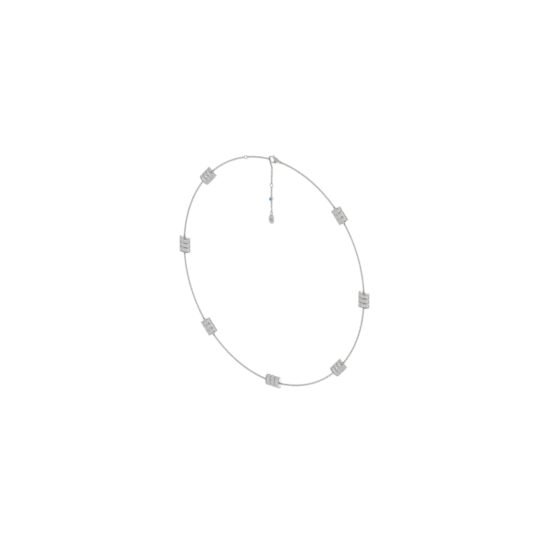 Mini Vertical Barrel Diamond Station Necklace