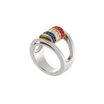 Load image into Gallery viewer, Two-Tone Barrel Ring with Ruby, Diamond &amp; Sapphire