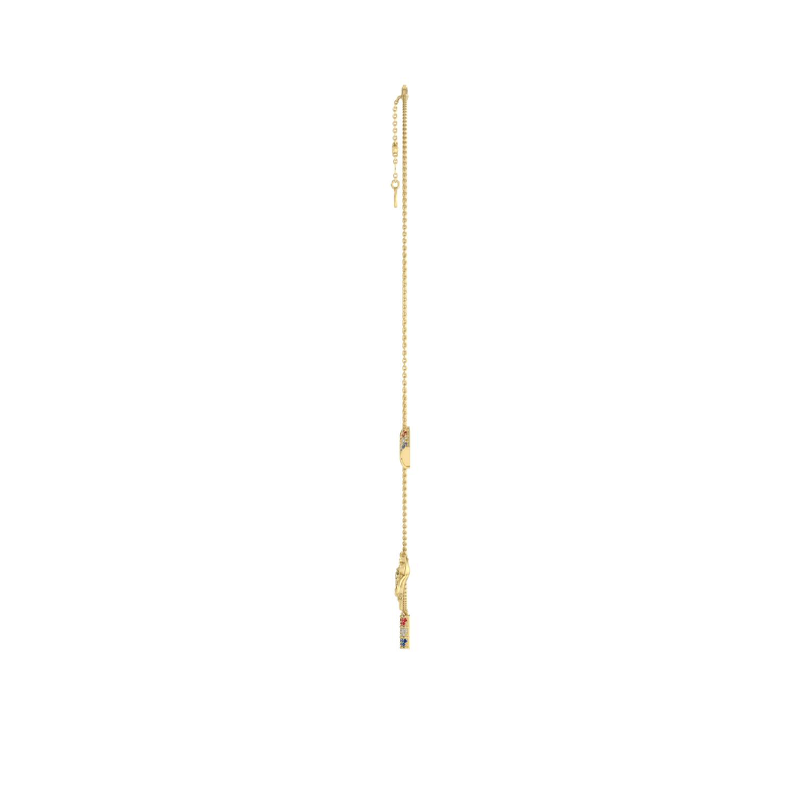 Barrel, Leaf & Rider Charm Necklace in Yellow Metal