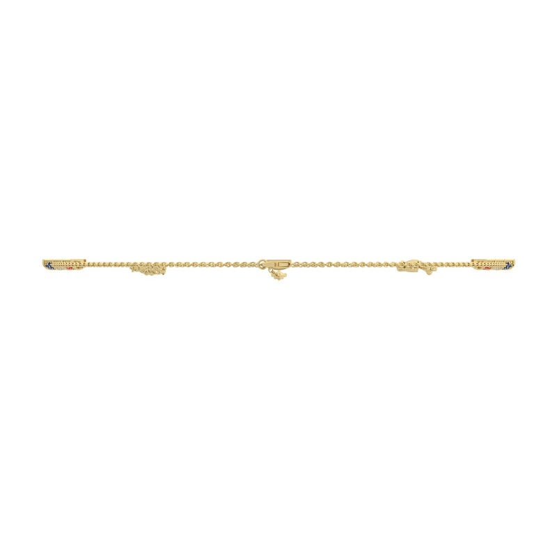 Barrel, Leaf & Rider Charm Necklace in Yellow Metal