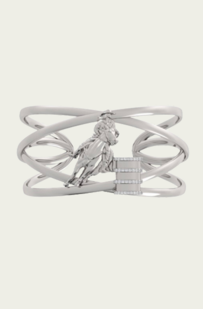 Criss Cross Barrel Diamond Accent Racer Wide Cuff