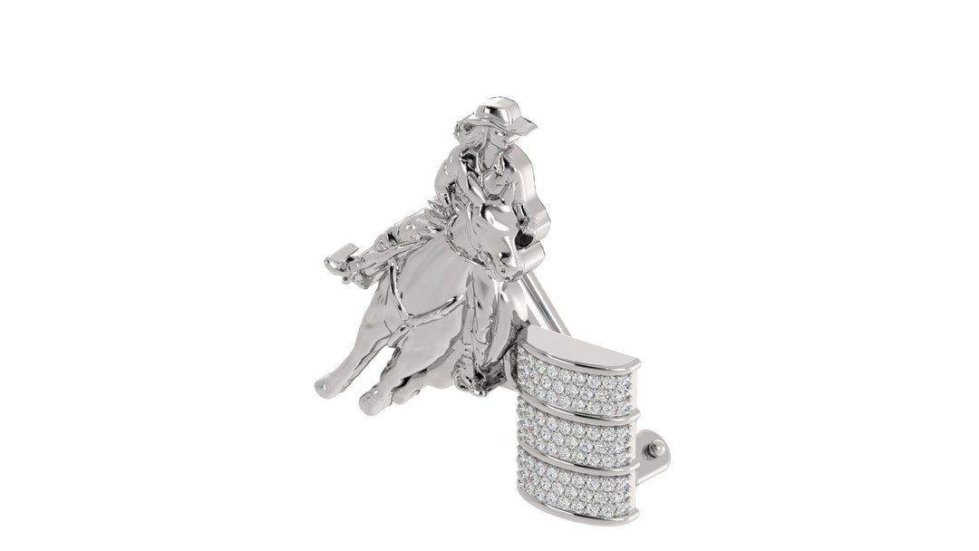 Elegant Barrel Rider White Diamond Hat Pin