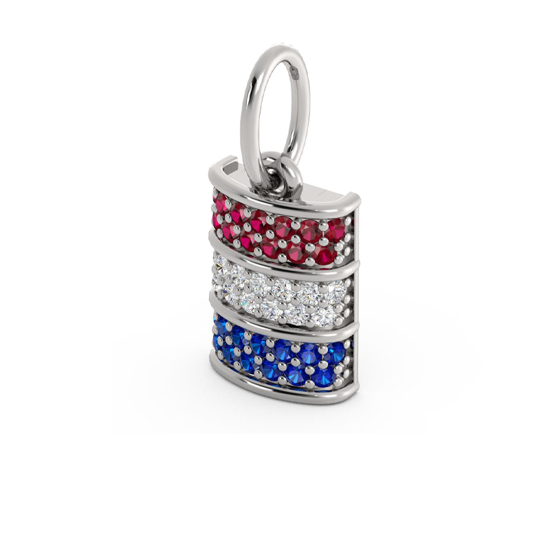 Mini Barrel Charm with Ruby, Diamond & Sapphire