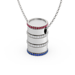 Load image into Gallery viewer, Barrel Ruby, Diamond &amp; Sapphire Accent Slide Pendant