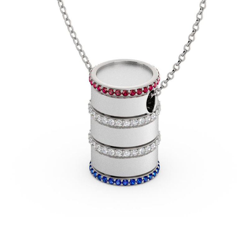 Barrel Ruby, Diamond & Sapphire Accent Slide Pendant