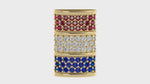 Load and play video in Gallery viewer, Elegant Barrel Hat Pin in Ruby, Diamond, and Sapphire Pavé