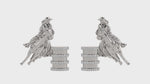 Load and play video in Gallery viewer, Barrel Racer Diamond Accent Stud Earrings - White Metal
